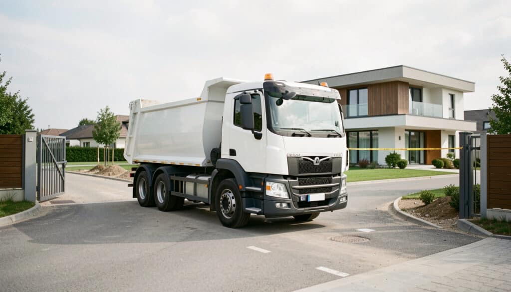 Largeur d’un camion benne : mesures et accès à prévoir