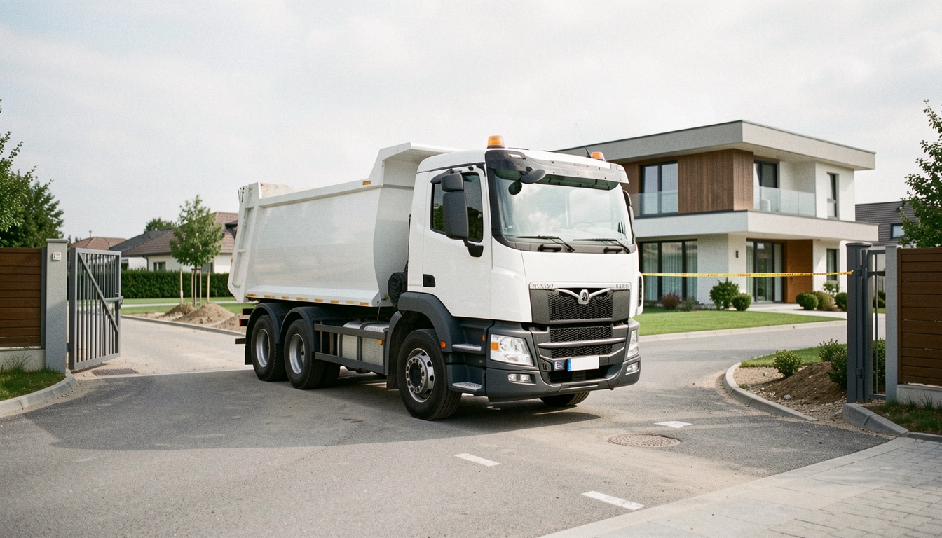 Largeur d’un camion benne : mesures et accès à prévoir
